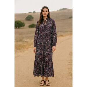 Y.A.S Yasmalone Oversized Floral Long Sleeve Maxi Dress Boho 7/8 Sz Small